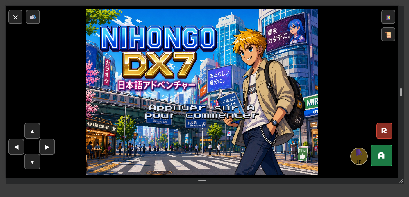 Interface mobile de NIHONGO DX7 avec les boutons tactiles