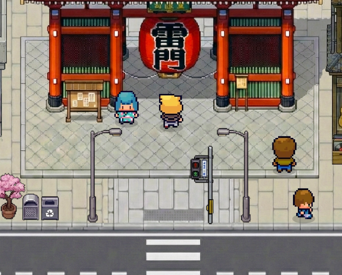 Capture du jeu à Asakusa devant la porte Kaminarimon